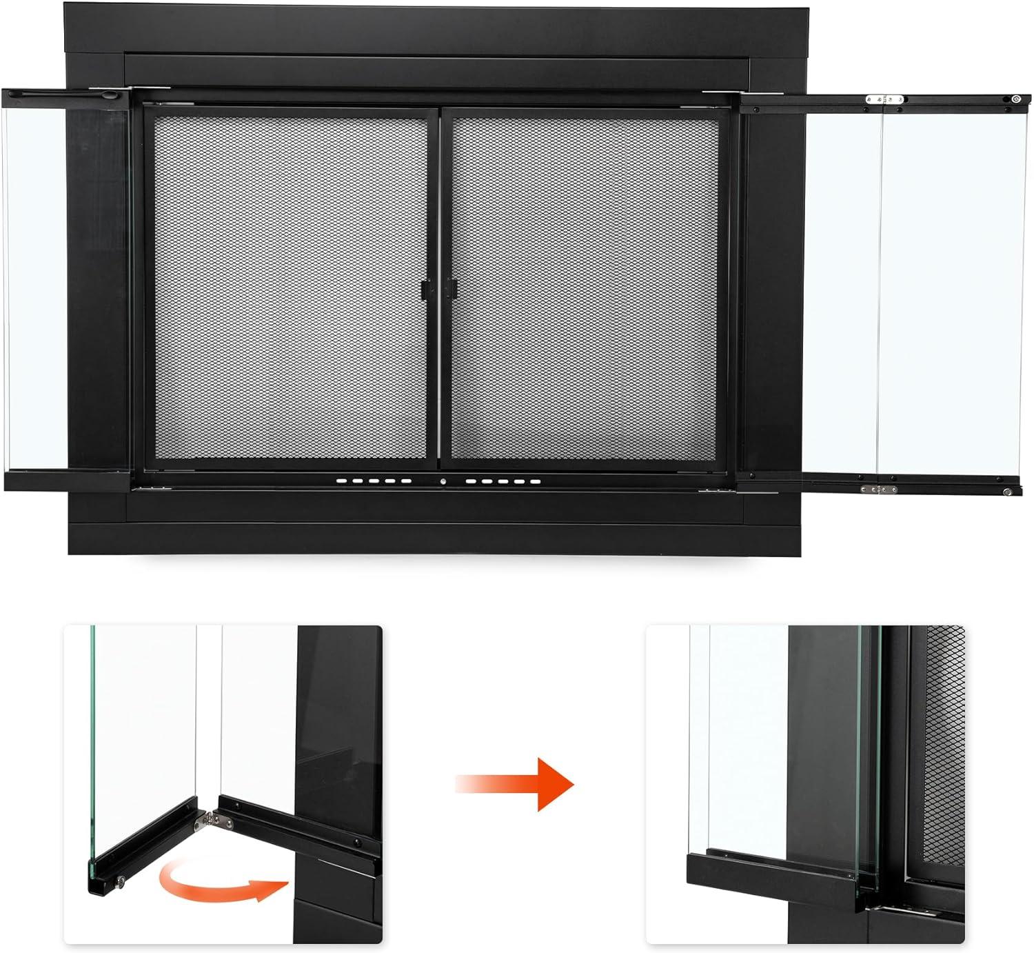 Stanbroil Fireplace Glass Bi-fold Style Door, Black Finish, Medium, Decorative Fireplace Screen Door for Fireplace Accessories(Bi-Fold)