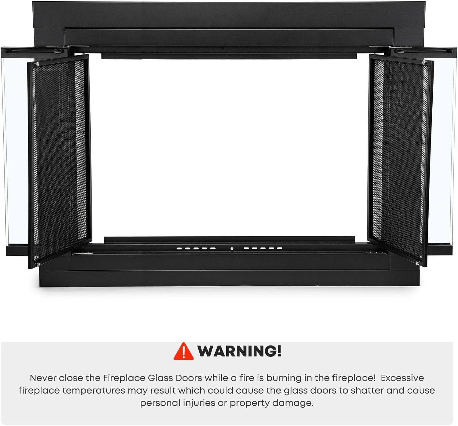 Stanbroil Fireplace Glass Bi-fold Style Door, Black Finish, Medium, Decorative Fireplace Screen Door for Fireplace Accessories(Bi-Fold)