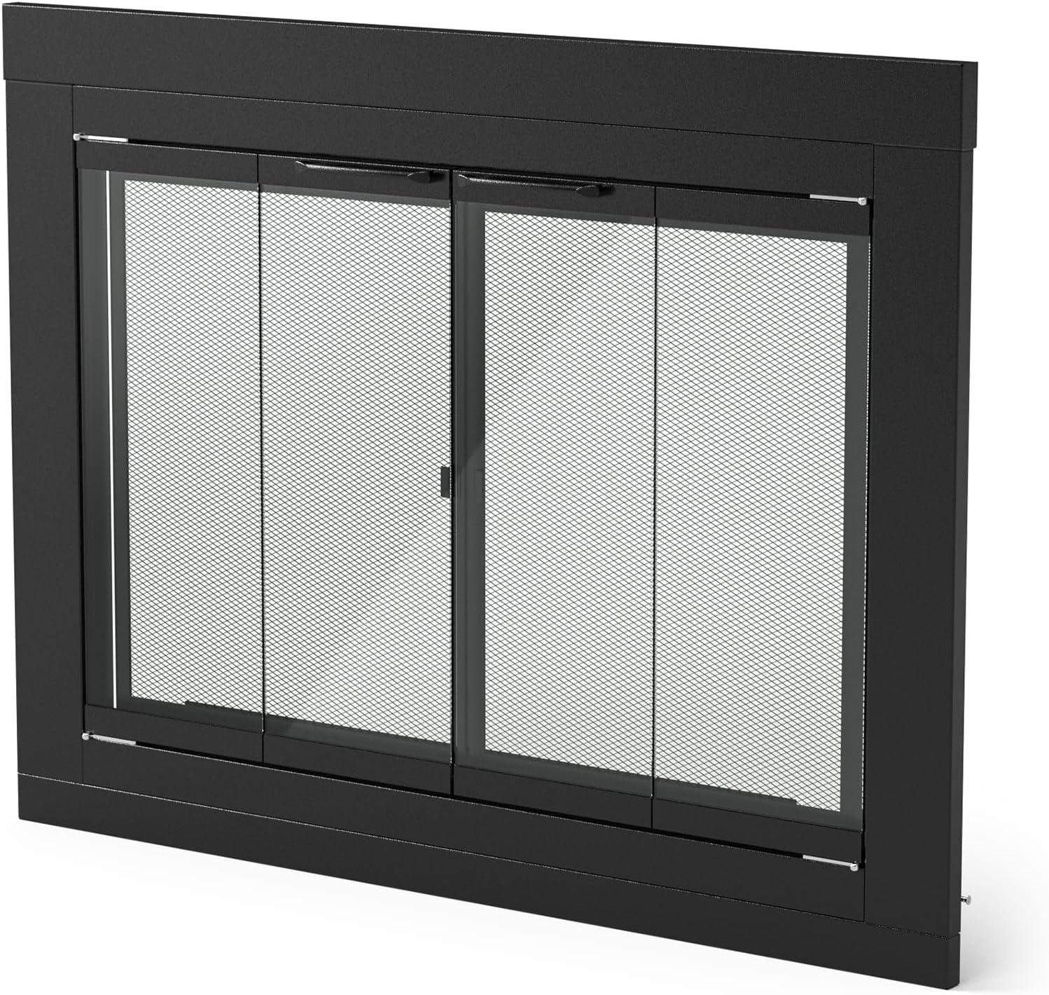 Stanbroil Fireplace Glass Bi-fold Style Door, Black Finish, Medium, Decorative Fireplace Screen Door for Fireplace Accessories(Bi-Fold)