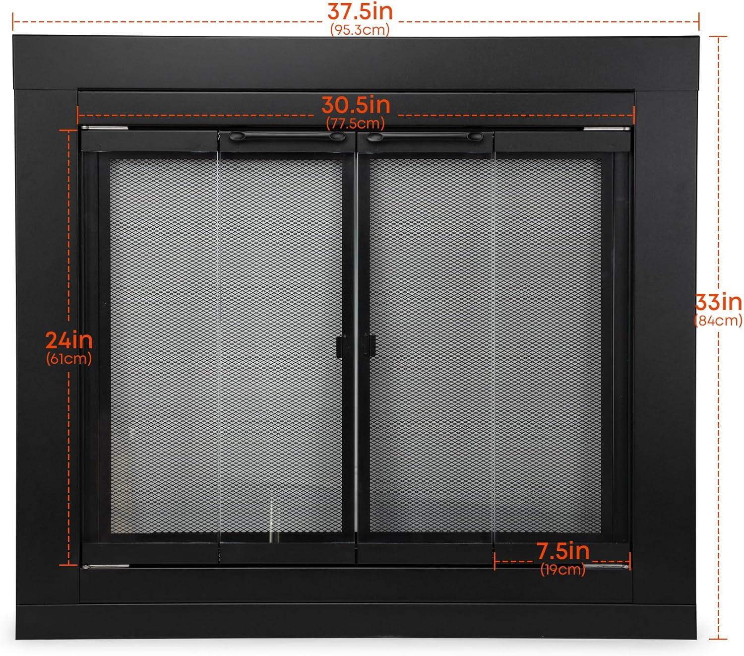 Stanbroil Fireplace Glass Bi-fold Style Door, Black Finish, Medium, Decorative Fireplace Screen Door for Fireplace Accessories(Bi-Fold)