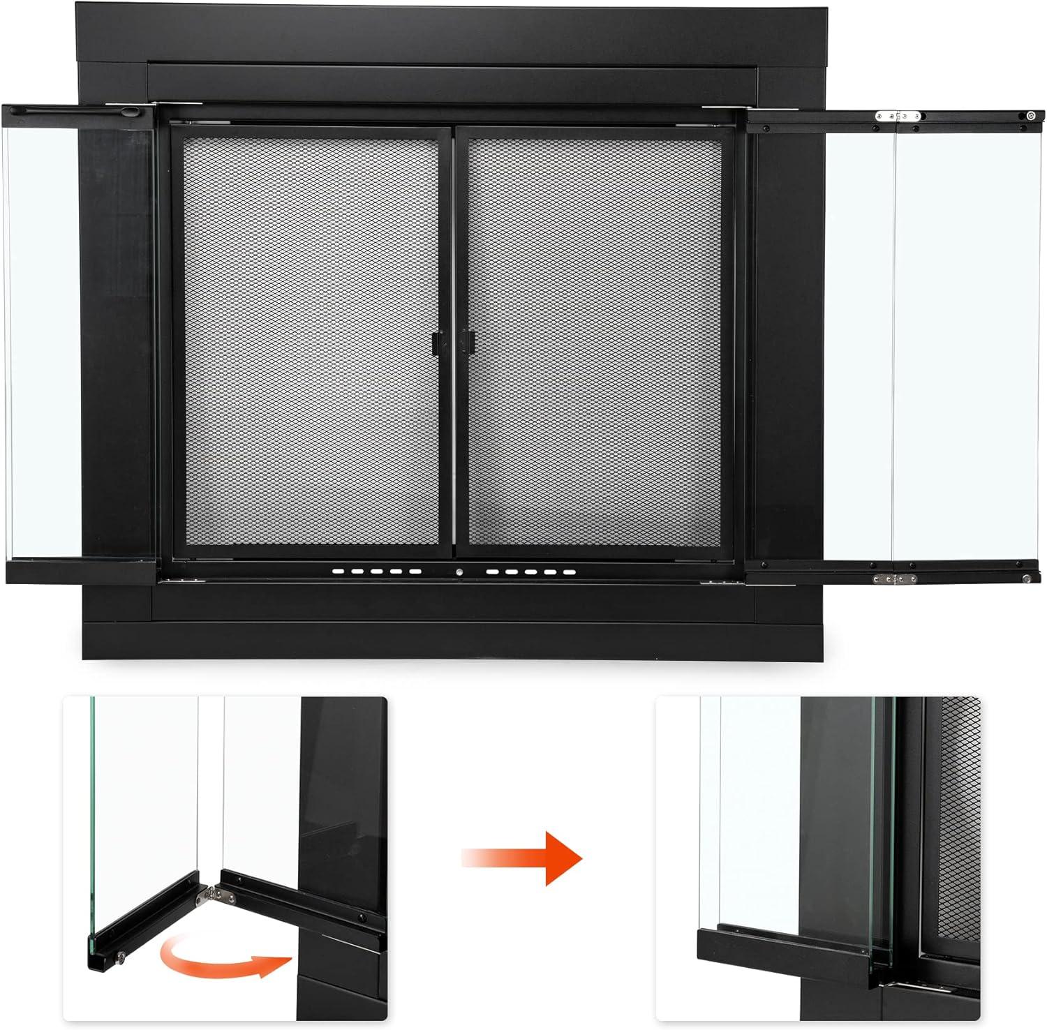 Stanbroil Fireplace Glass Bi-fold Style Door, Black Finish, Medium, Decorative Fireplace Screen Door for Fireplace Accessories(Bi-Fold)