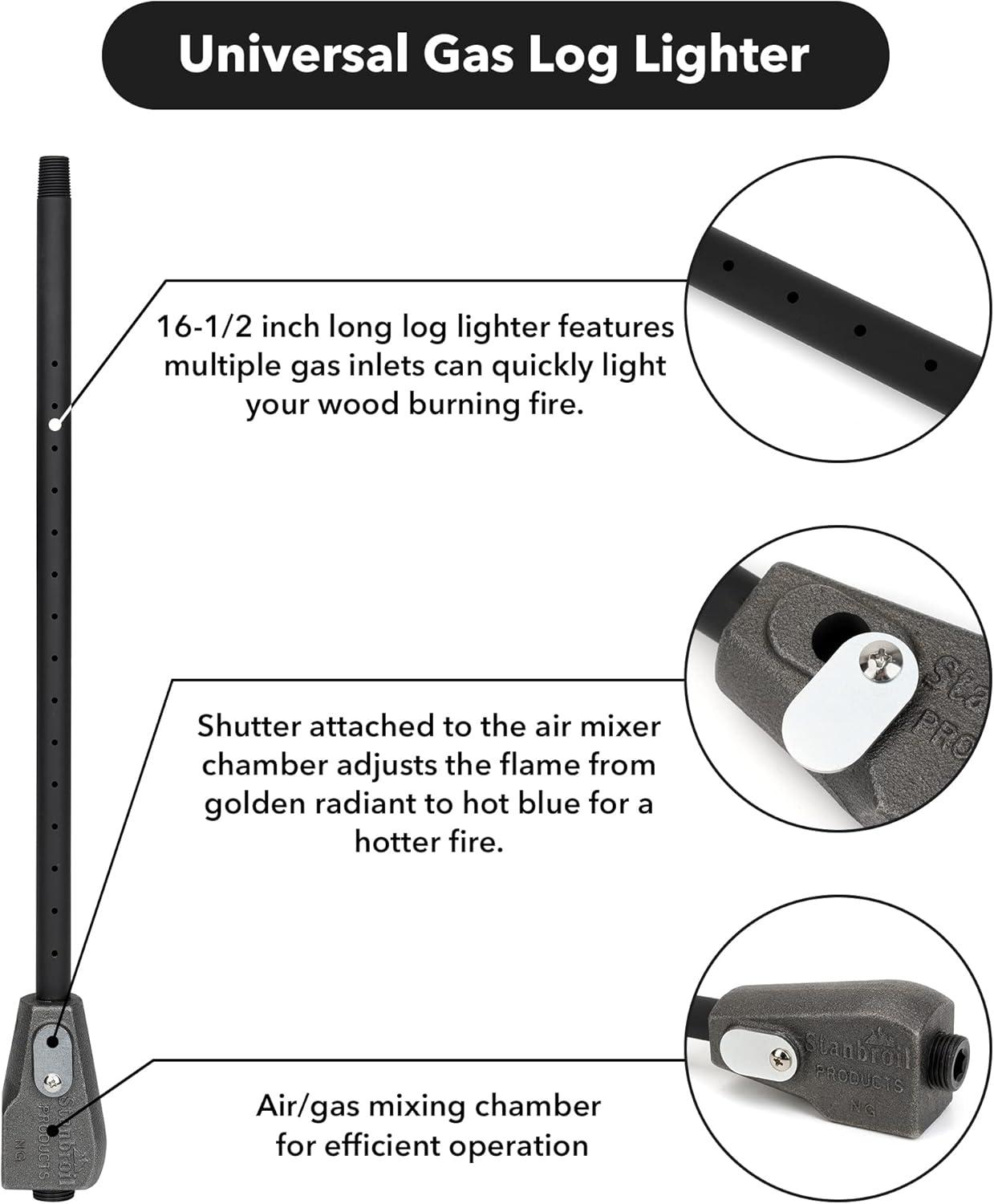 Stanbroil Universal Gas Log Lighter Starter with Mixer for Natural Gas Wood Burning Fireplaces