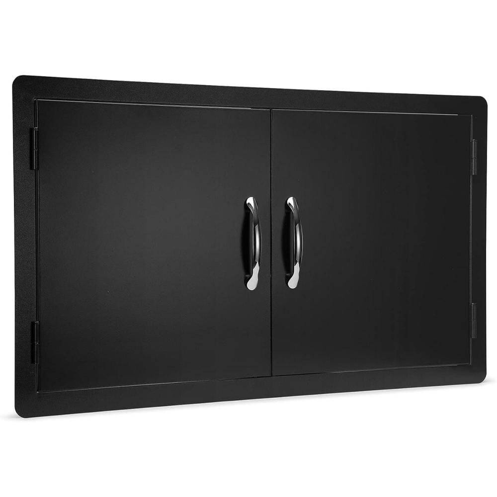 Stanbroil Outdoor Kitchen Doors 36W x 21H Inch BBQ Access Door – Wall Construction Vertical Double Door Flush Mount for Outdoor Kitchen Grilling Station or Commercial BBQ Island – Black