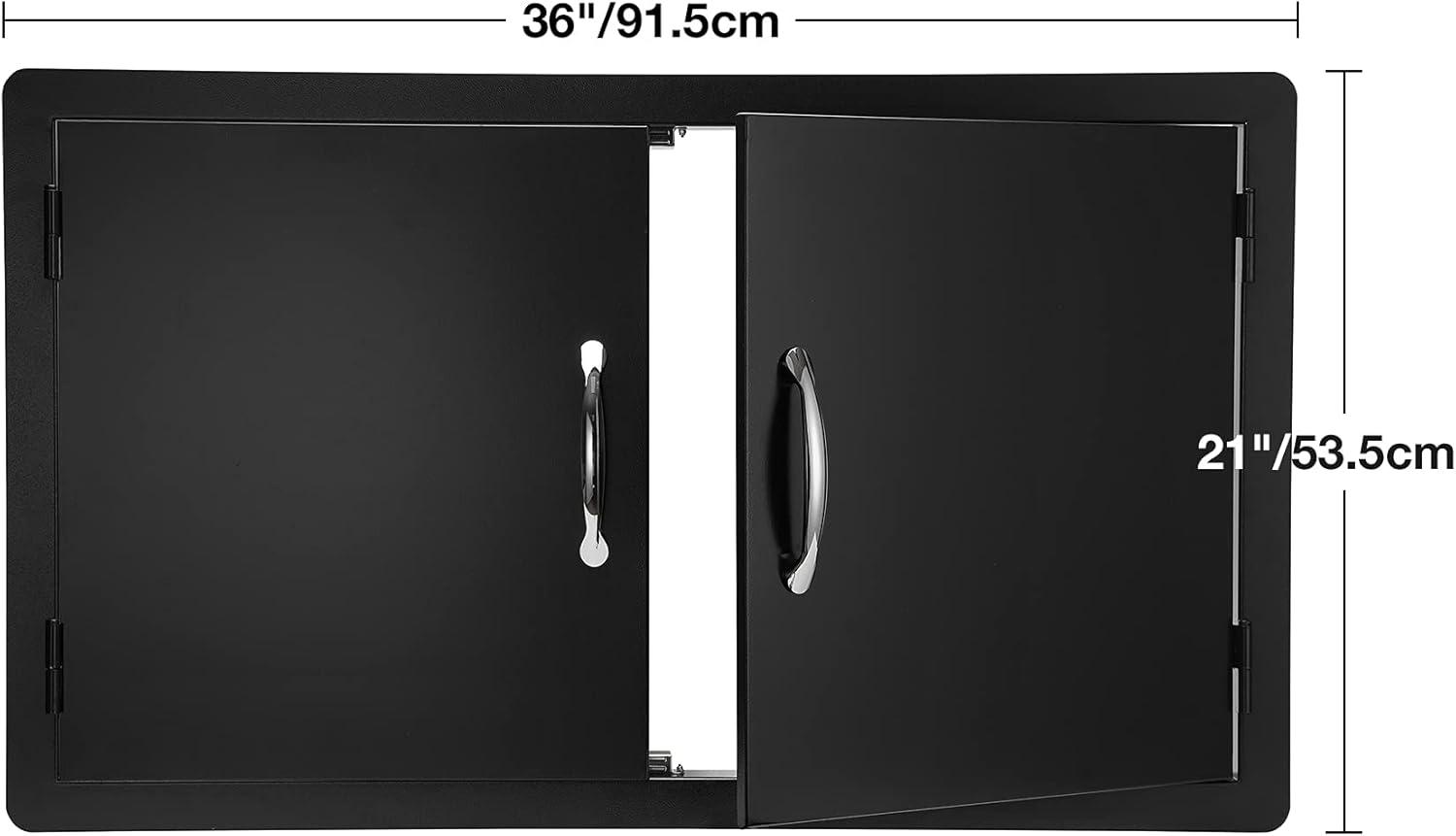 Stanbroil Outdoor Kitchen Doors 36W x 21H Inch BBQ Access Door – Wall Construction Vertical Double Door Flush Mount for Outdoor Kitchen Grilling Station or Commercial BBQ Island – Black