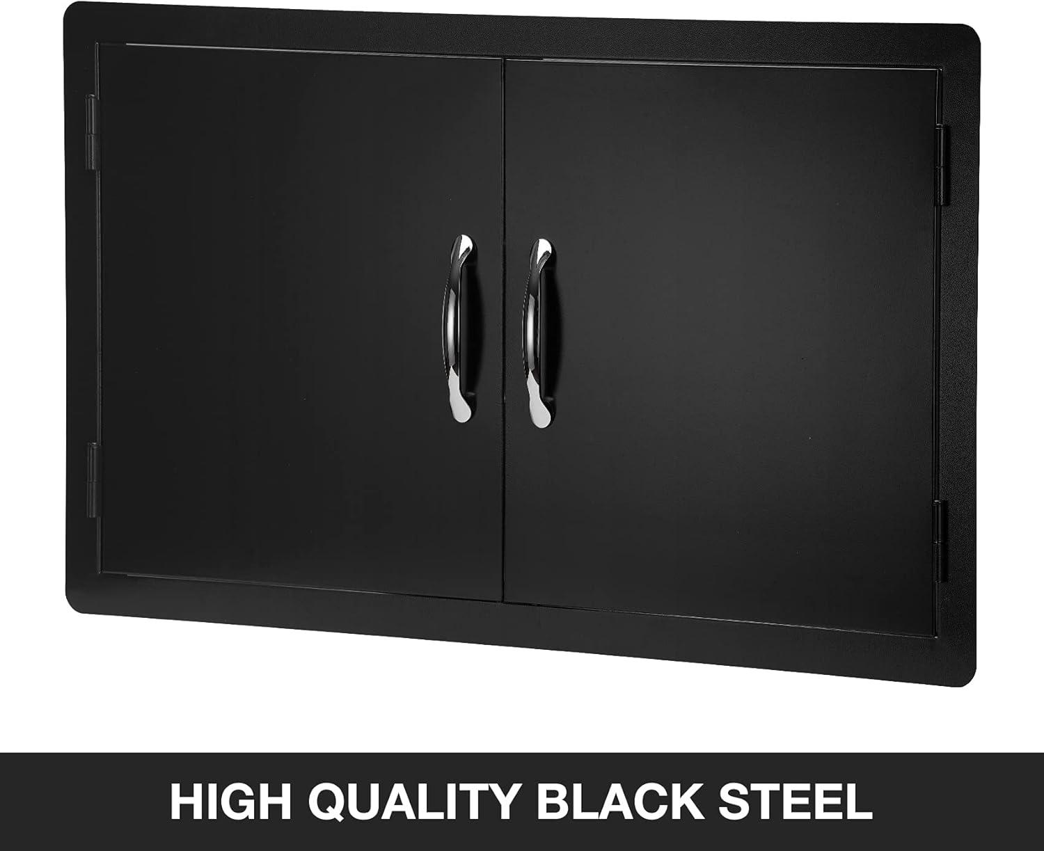 Stanbroil Outdoor Kitchen Doors 36W x 21H Inch BBQ Access Door – Wall Construction Vertical Double Door Flush Mount for Outdoor Kitchen Grilling Station or Commercial BBQ Island – Black