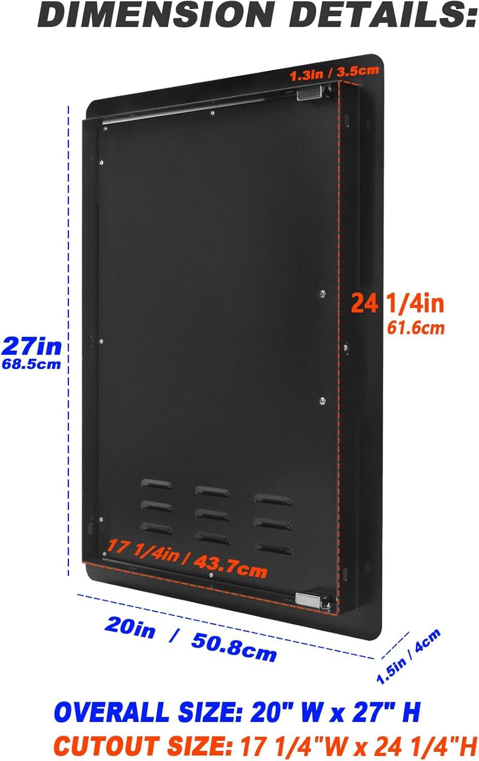 Stanbroil BBQ Outdoor Kitchen Door, Black Steel Single Vertical Access Door Perfect for Outdoor Kitchen, BBQ Island, Grilling Station -17 1/4″ by 24 1/4″