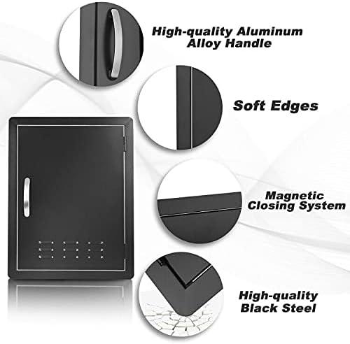 Stanbroil BBQ Outdoor Kitchen Door, Black Steel Single Vertical Access Door Perfect for Outdoor Kitchen, BBQ Island, Grilling Station -17 1/4″ by 24 1/4″