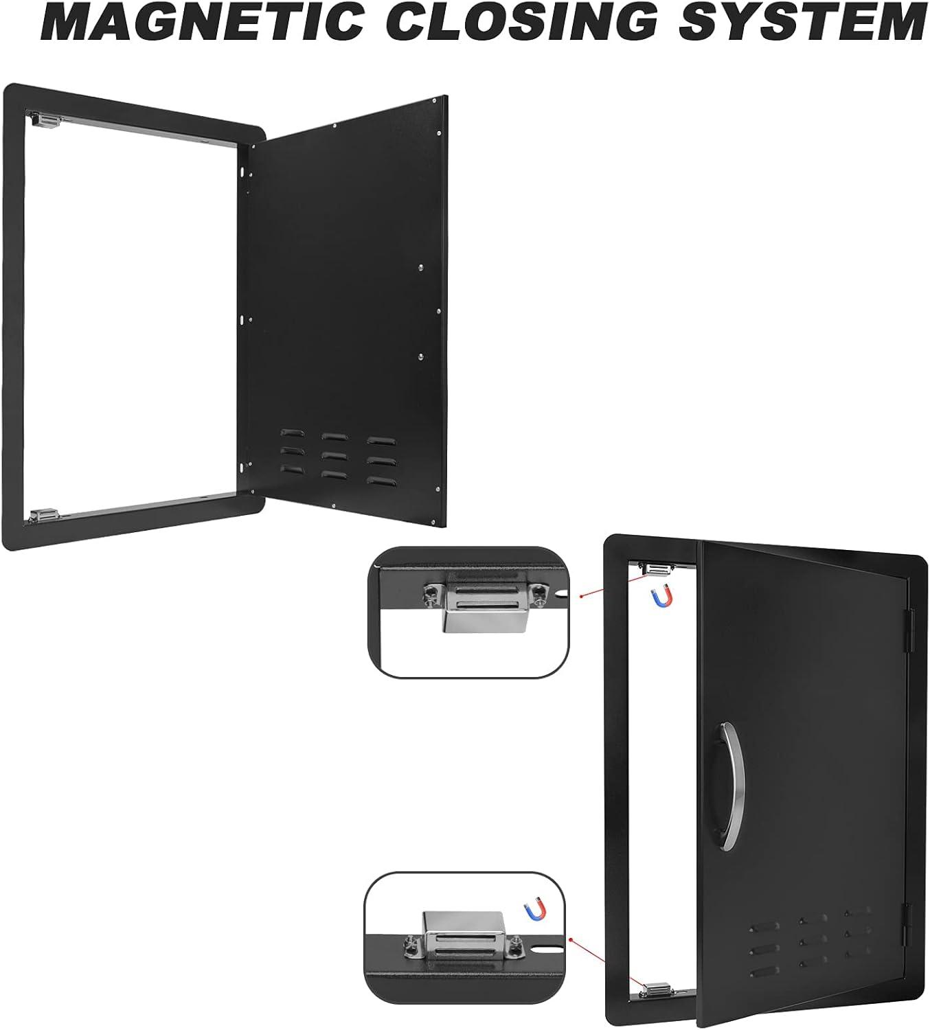Stanbroil BBQ Outdoor Kitchen Door, Black Steel Single Vertical Access Door Perfect for Outdoor Kitchen, BBQ Island, Grilling Station -17 1/4″ by 24 1/4″