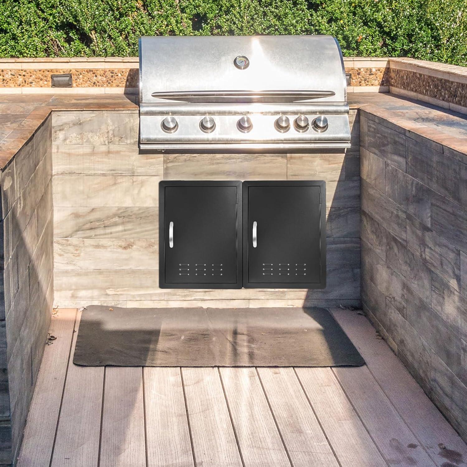 Stanbroil BBQ Outdoor Kitchen Door, Black Steel Single Vertical Access Door Perfect for Outdoor Kitchen, BBQ Island, Grilling Station -17 1/4″ by 24 1/4″
