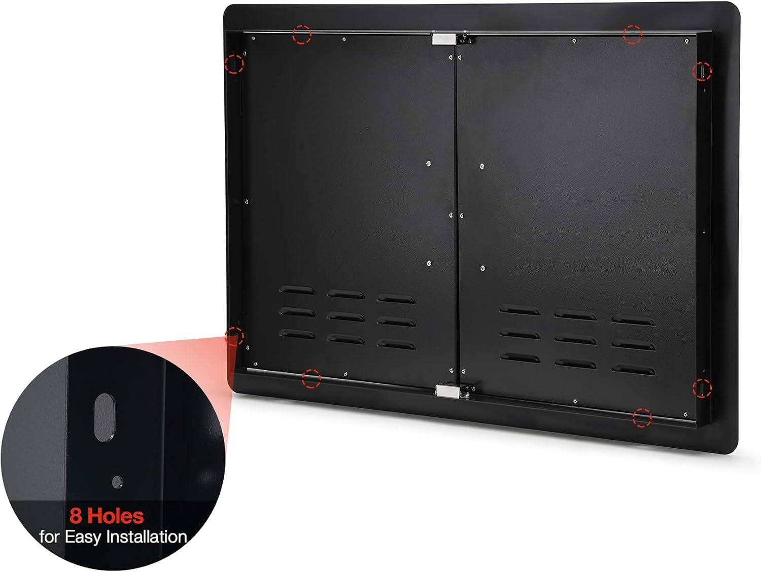 Stanbroil Outdoor Kitchen Doors BBQ Access Door 30″ W x 21″ H – Wall Construction Double Door Flush Mount for BBQ Island, Grilling Station, Outside Cabinet – Black