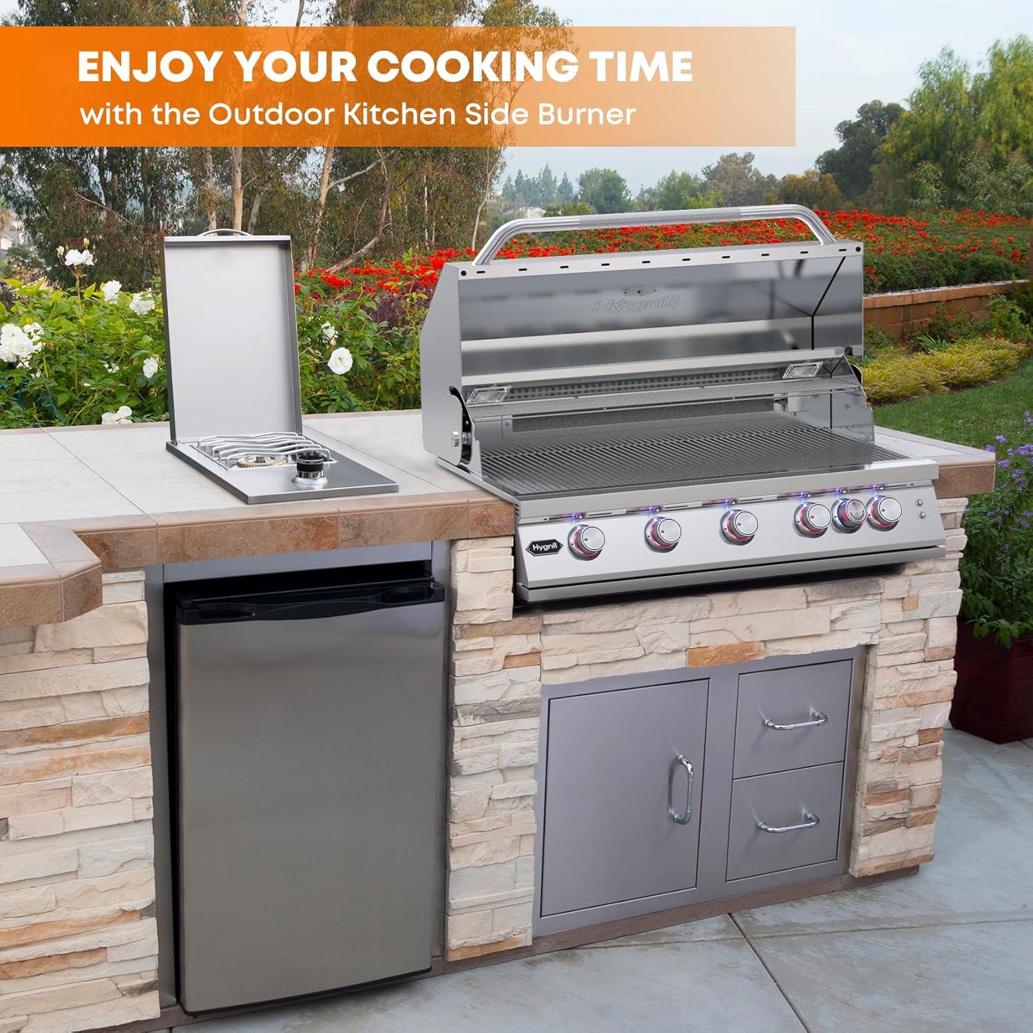 Stanbroil Built-in Single Side Burner for Outdoor Kitchen, 304 Stainless Steel Grilling Side Burners – Natural Gas Only
