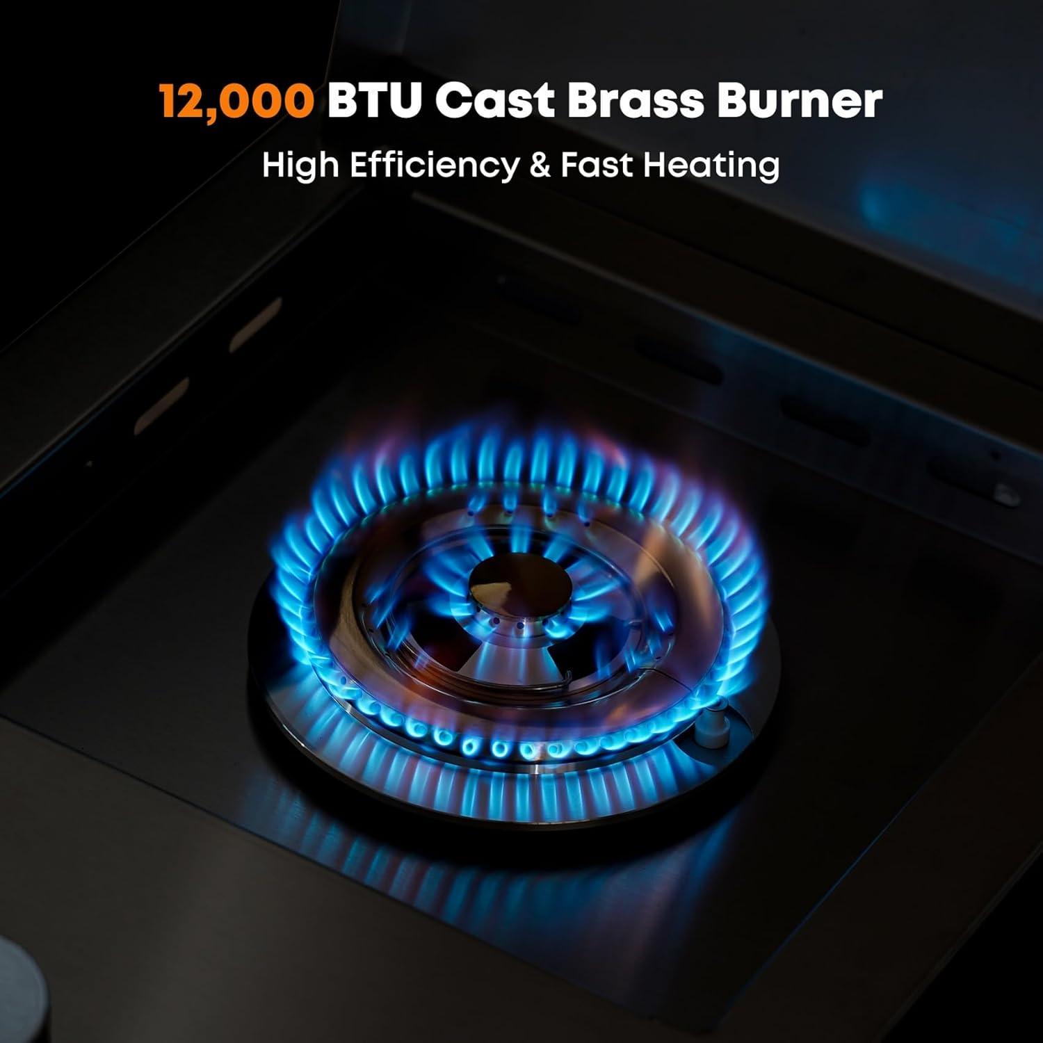 Stanbroil Built-in Single Side Burner for Outdoor Kitchen, 304 Stainless Steel Grilling Side Burners – Liquid Propane Only