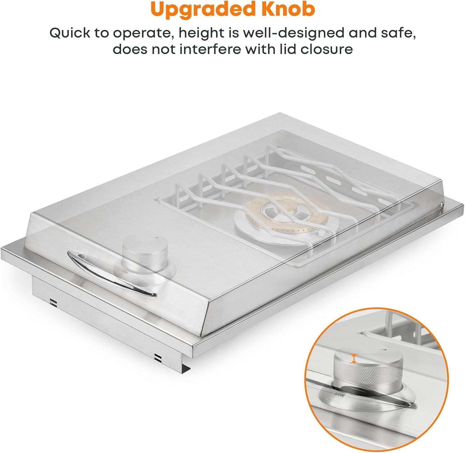 Stanbroil Built-in Single Side Burner for Outdoor Kitchen, 304 Stainless Steel Grilling Side Burners – Liquid Propane Only