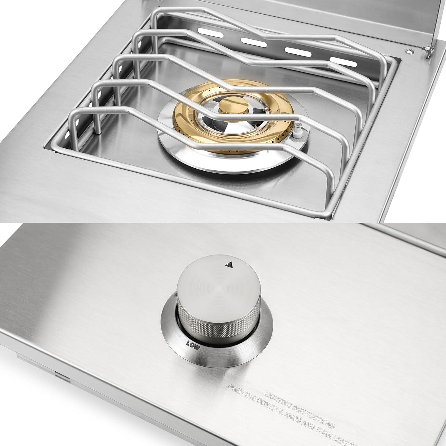 Stanbroil Built-in Single Side Burner for Outdoor Kitchen, 304 Stainless Steel Grilling Side Burners – Liquid Propane Only