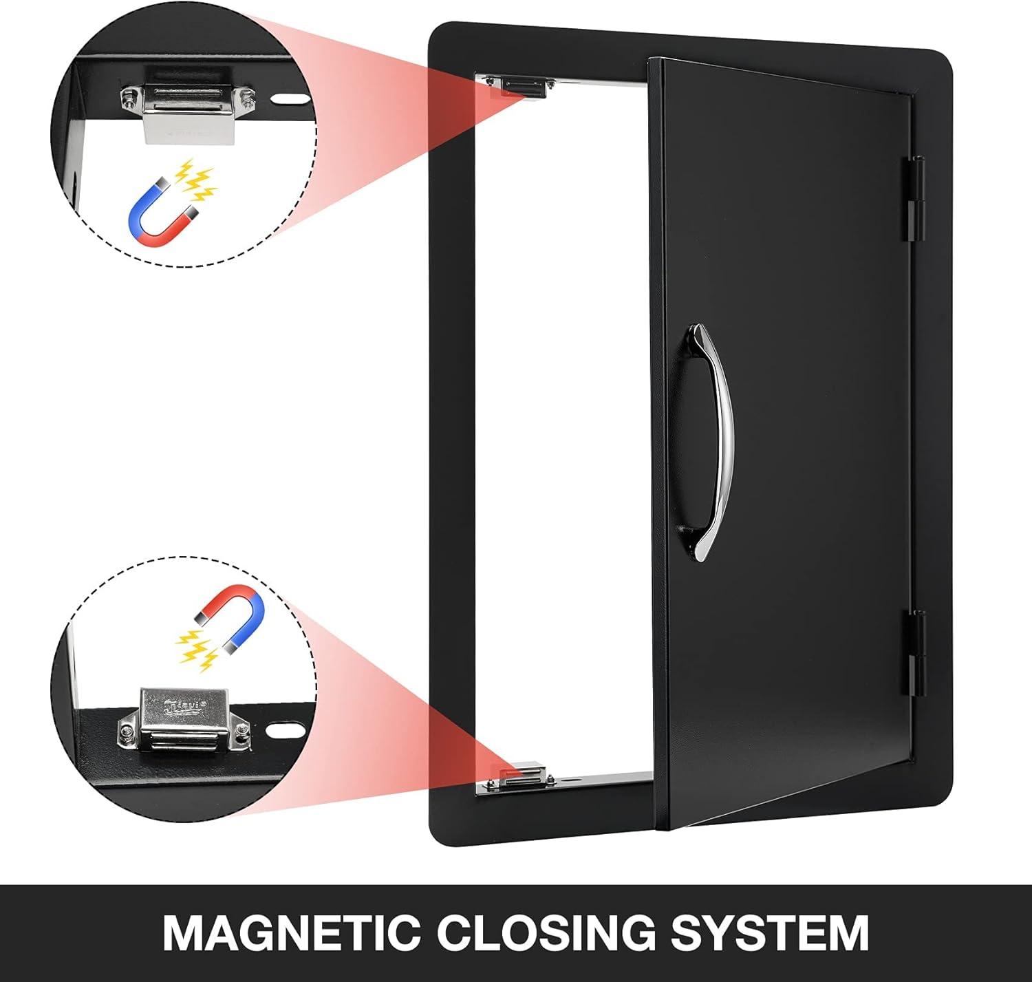Stanbroil BBQ Access Door – 17W x 23H Inch Wall Construction Flush Mount Single Vertical Door for Outdoor Kitchen, BBQ Island, Grilling Station, Outside Cabinet – Black