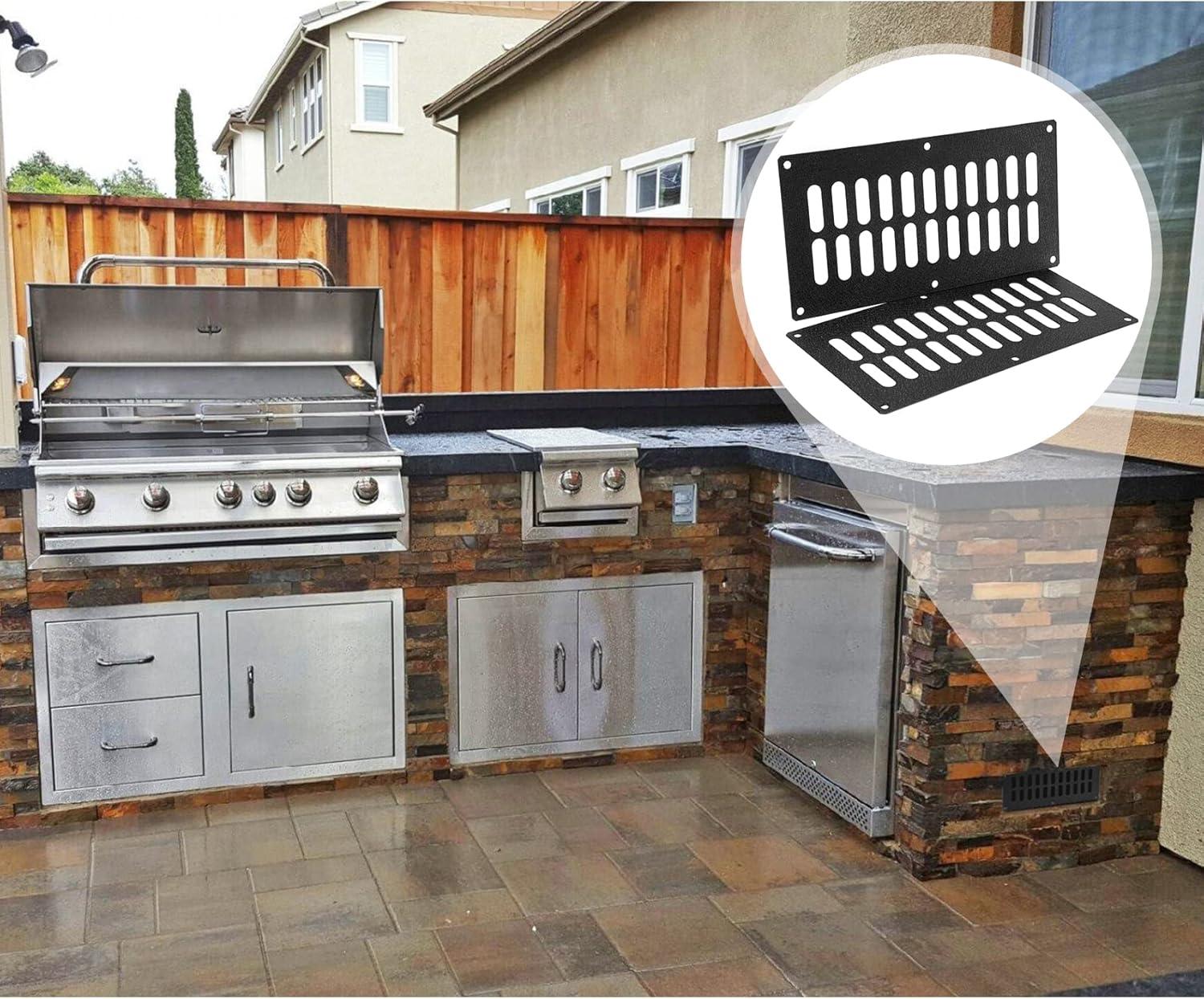 Stanbroil 2 Pcs Fire Pit Slotted Venting Panel Kit, 5 13/16″ x 11 3/8″, Black Steel(12 inch (Pack of 2))