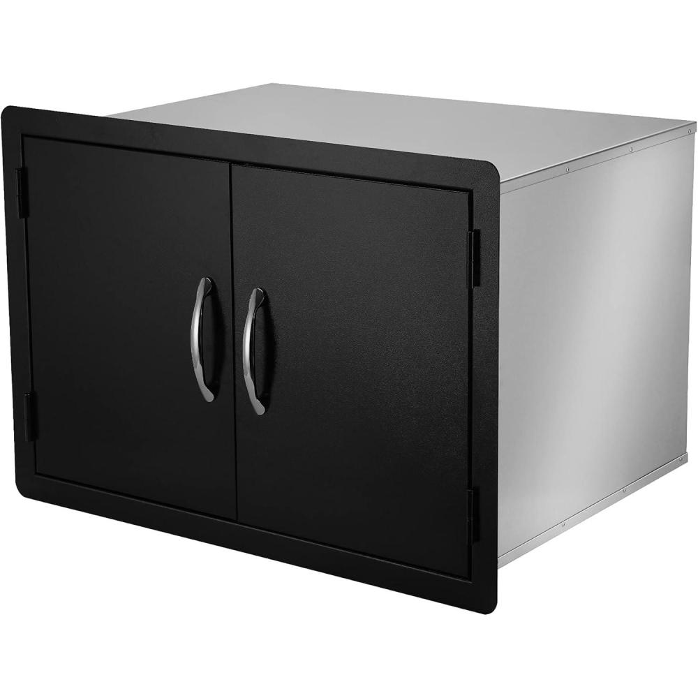 Stanbroil Double Door Dry Storage Pantry – 30-Inch Access Door Black Steel Cabinet Storage for Outdoor Kitchen, BBQ Island, Patio Grill Station