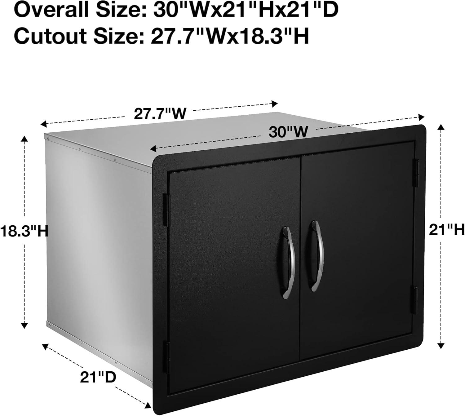 Stanbroil Double Door Dry Storage Pantry – 30-Inch Access Door Black Steel Cabinet Storage for Outdoor Kitchen, BBQ Island, Patio Grill Station