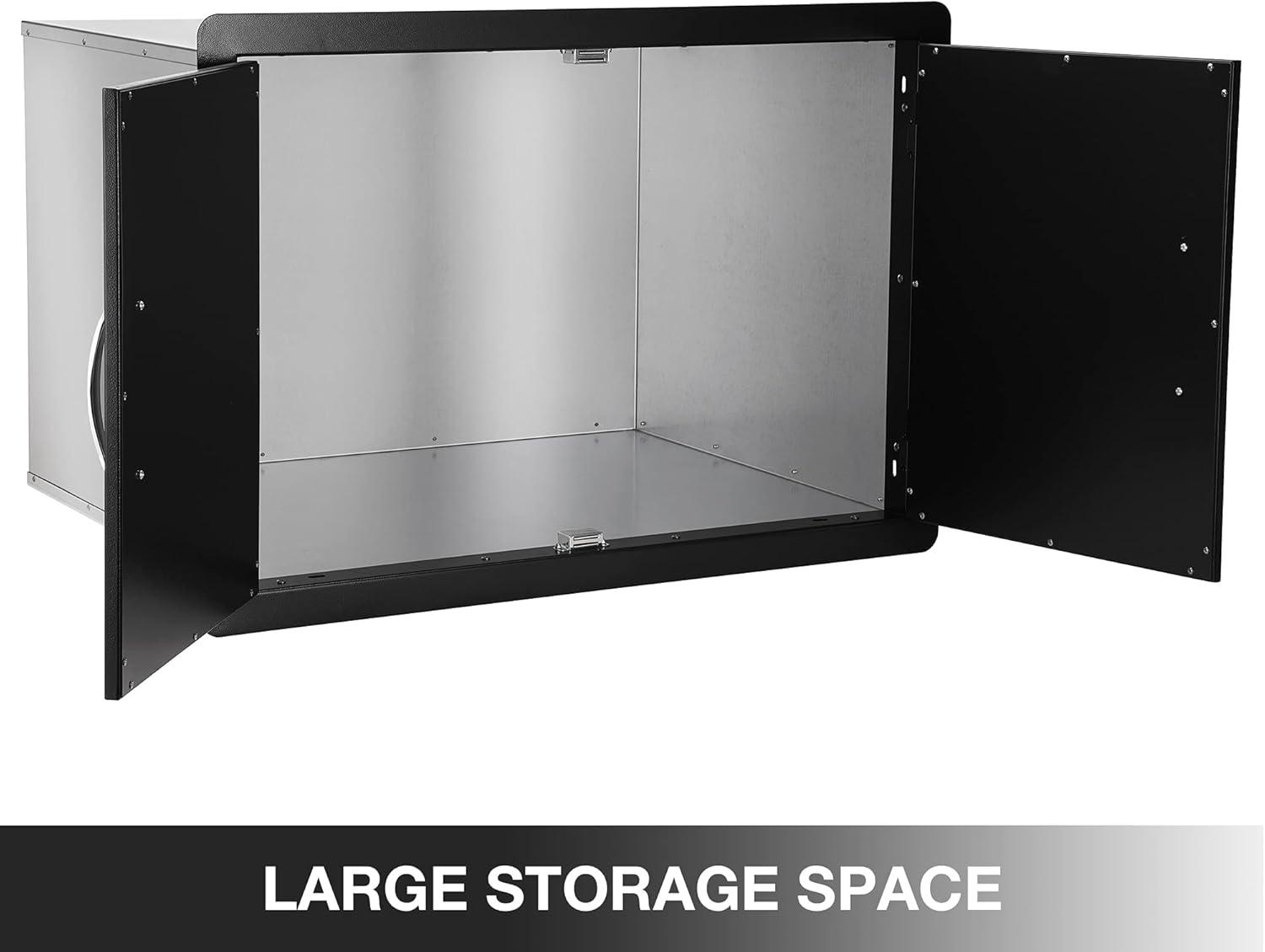 Stanbroil Double Door Dry Storage Pantry – 30-Inch Access Door Black Steel Cabinet Storage for Outdoor Kitchen, BBQ Island, Patio Grill Station